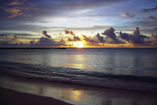 Caribbean beach orange sunset 