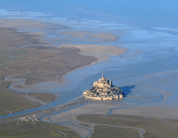 Mont Saint Michel at low tide. normandy, France