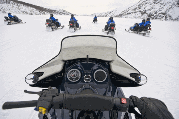 Driving snowmobile in Kirkenes, Finnmark