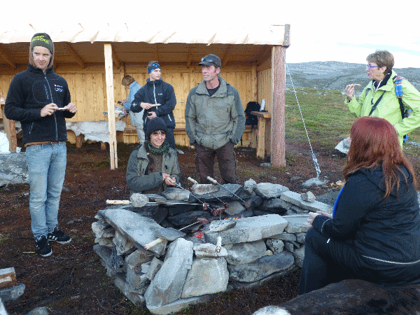 Roasting reindeer meat after a Reindeer Spotting expedition Photo by Monique Burns