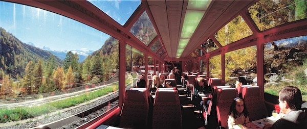 A Pano Car on the famous Glacier Express. Photo: Rail Europe.