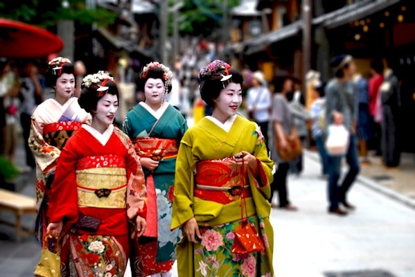 Geishas in the Historic Gion District. 