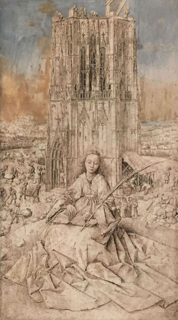 Van Eyck Saint Barbara 1437 Is it a finished drawing or an unfinished painting? Photo: Jen Fong