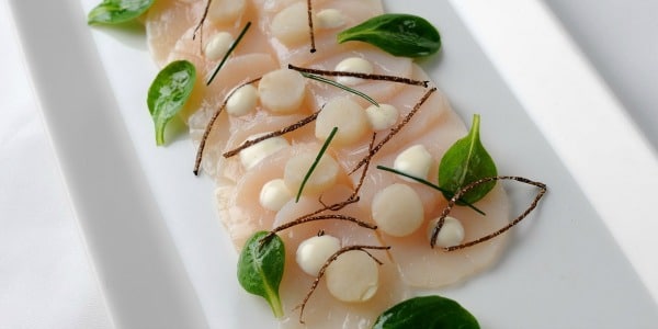 Carpaccio of Hand Dived Scallops with Truffle Vinaigrette by William Drabble