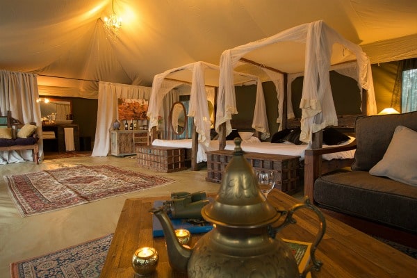 Luxury camp on a safari in Tanzania