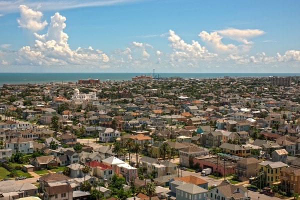 Aerial View of Galveston a Coastal Texas town on TravelSquire