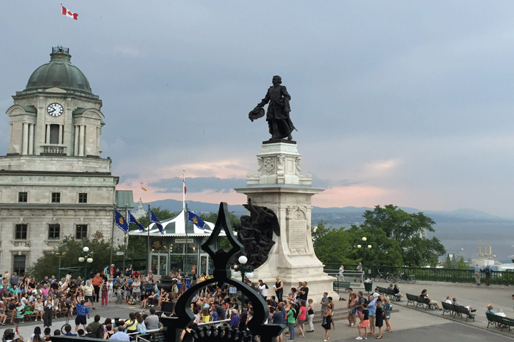 Champlain Monument fronting Chateau Frontenac-OPT
