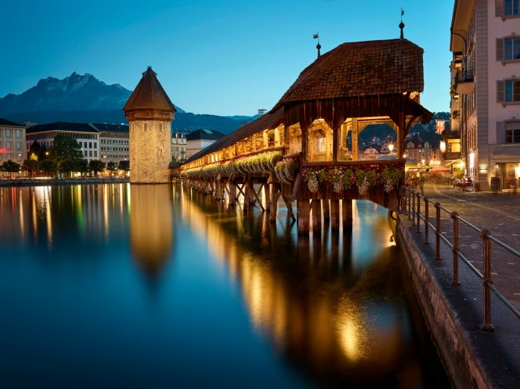 Chapel Bridge one of the highlights of Lucerne on TRavelSquire