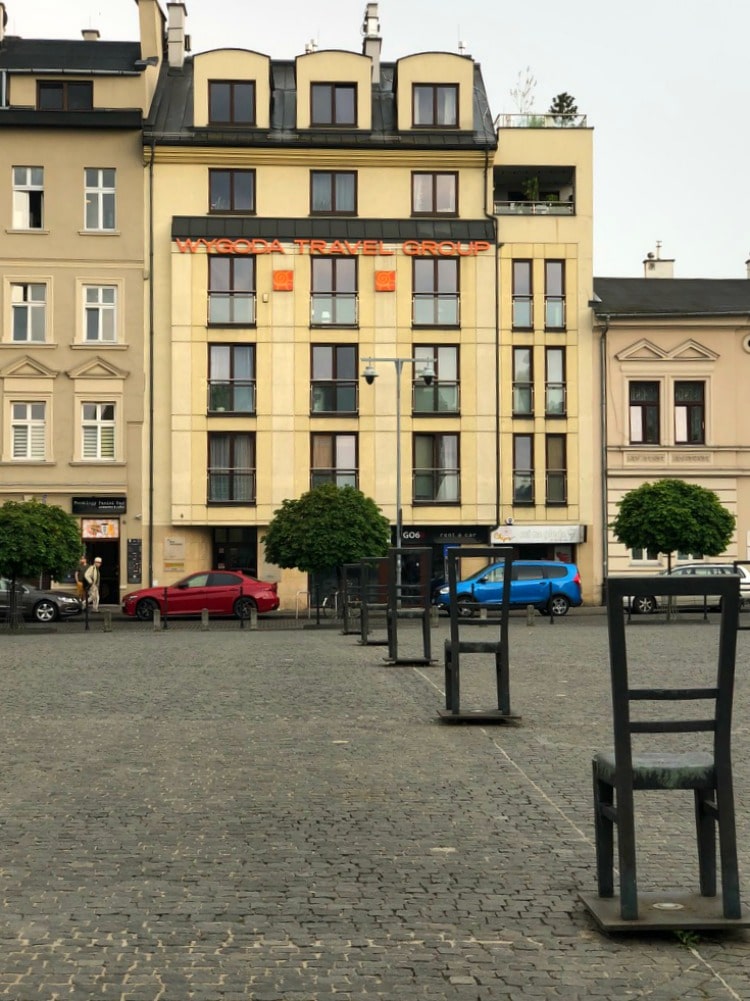 Empty Chairs Memorial in Krakow, Poland on TravelSquire