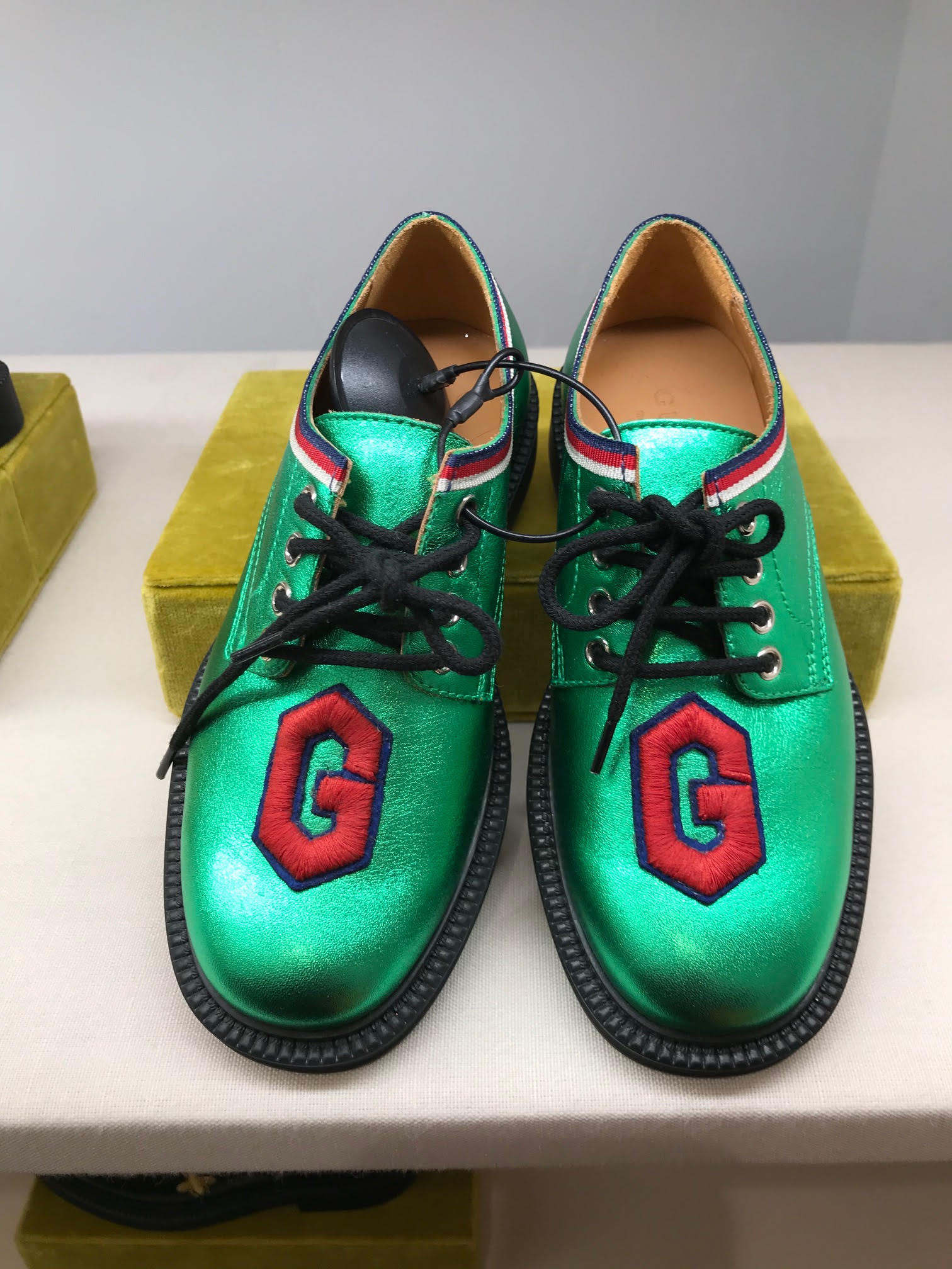 Metallic Leather Gucci Shoes for Toddlers found while shopping at Harrods on TravelSquire