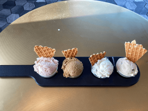 A flight of sheep milk ice cream