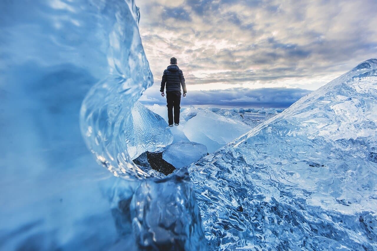 man on glacier