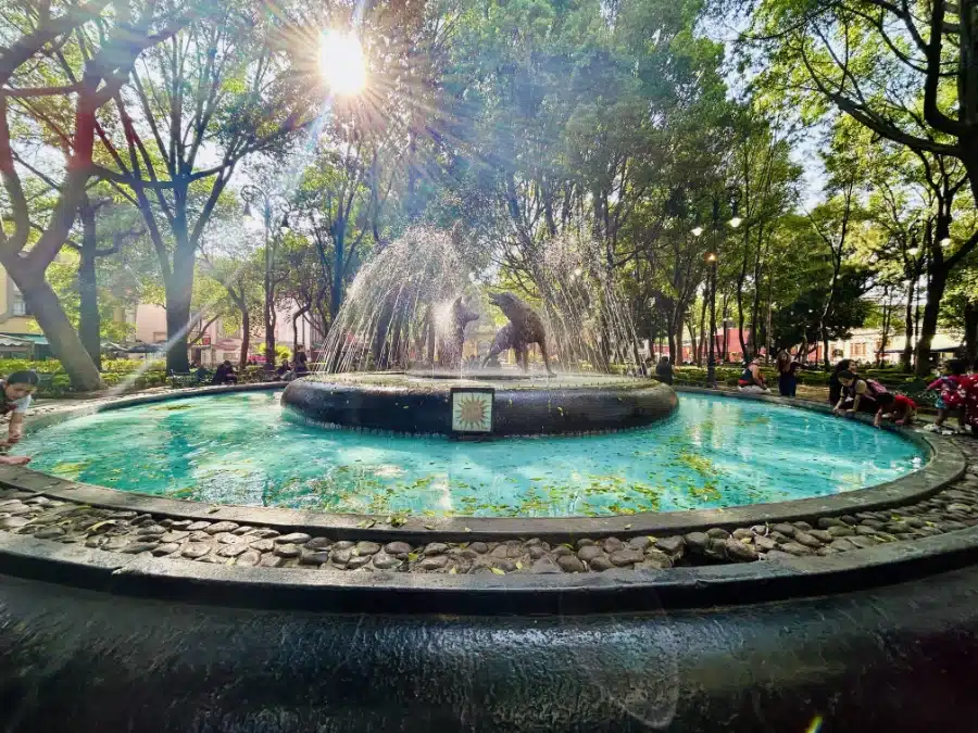 One of many park fountains