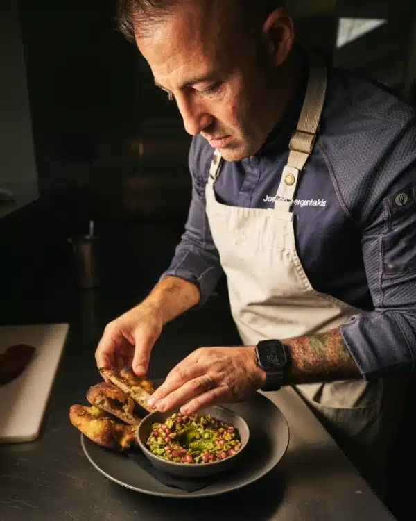 Chef Preparing Hummus