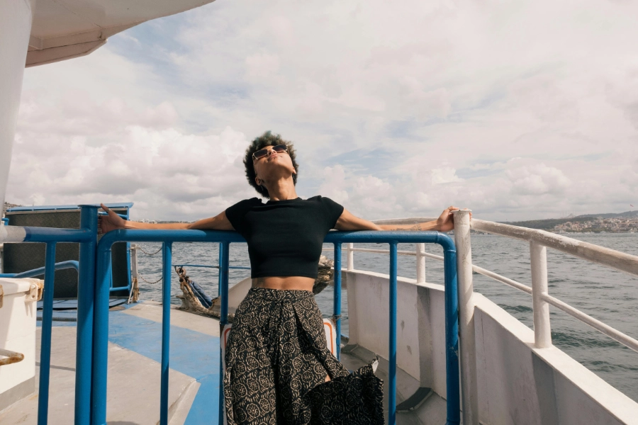 Woman on cruise ship