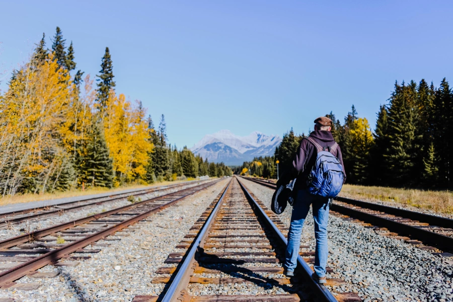 Hiking along a train track