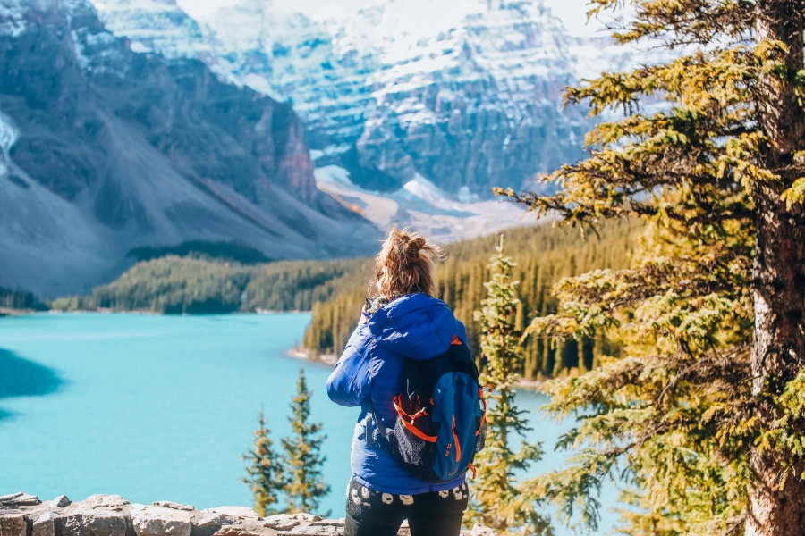 Looking out at a lake in the mountains