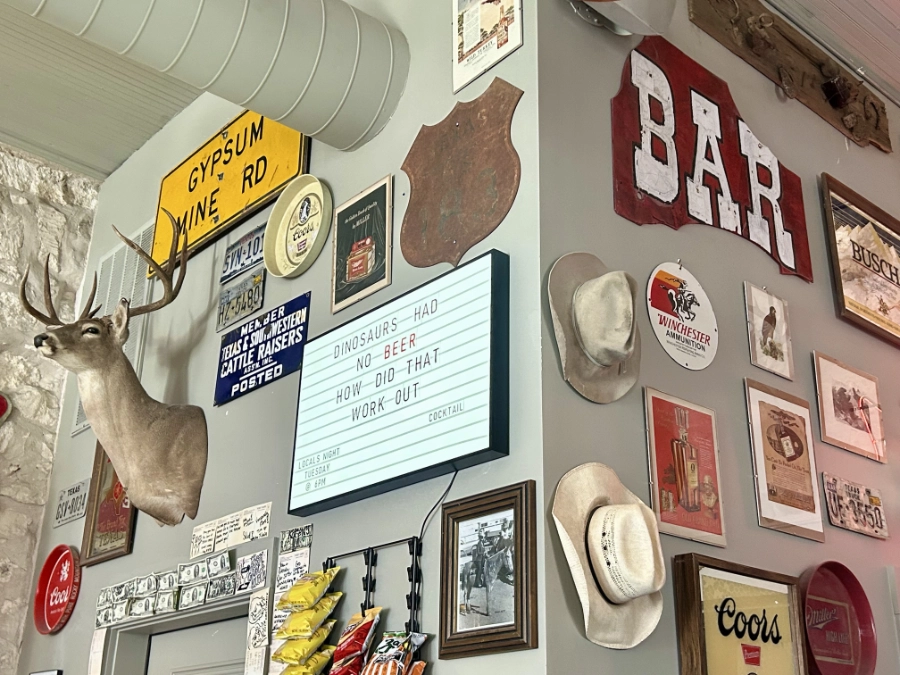 Humor, bar and Texas inspired wall