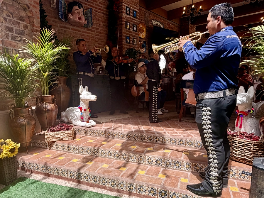 Mariachi at restaurant entrance